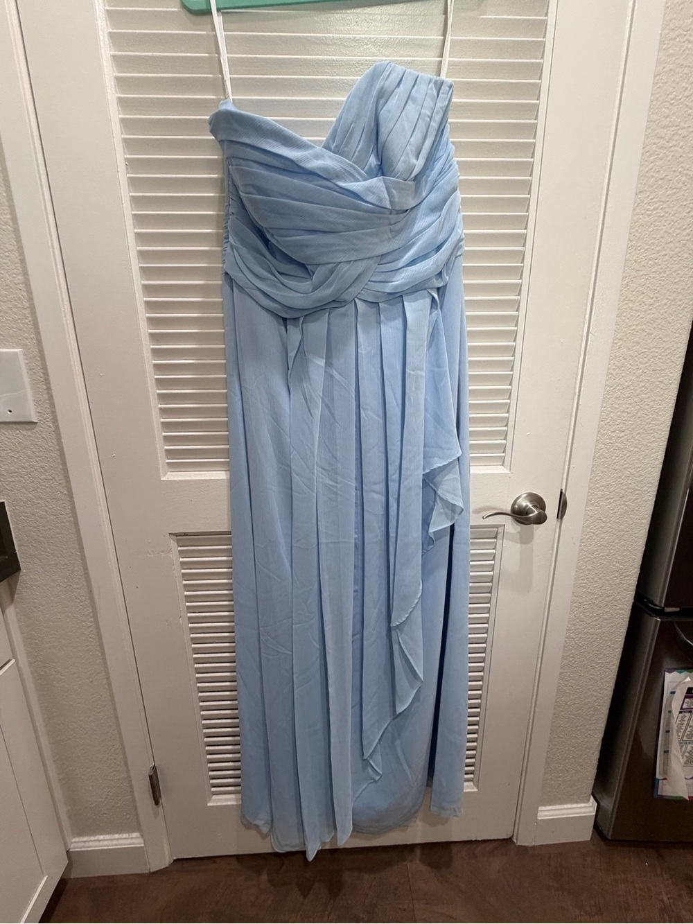 Strapless Chiffon Evening Gown in Light Blue